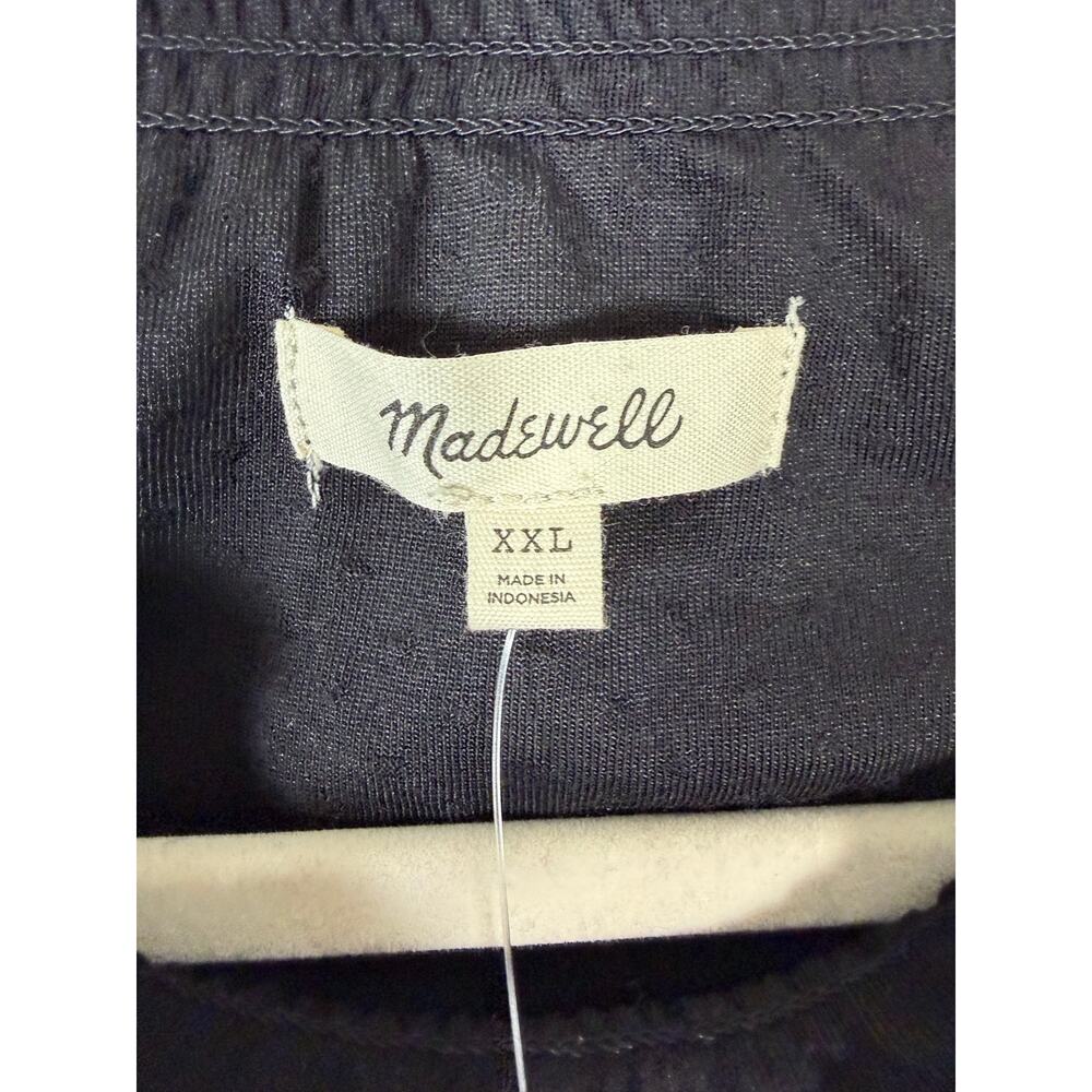 Madewell womens blouse black textured polkadots gathered dark romantic plus Sz - Picture 4 of 8